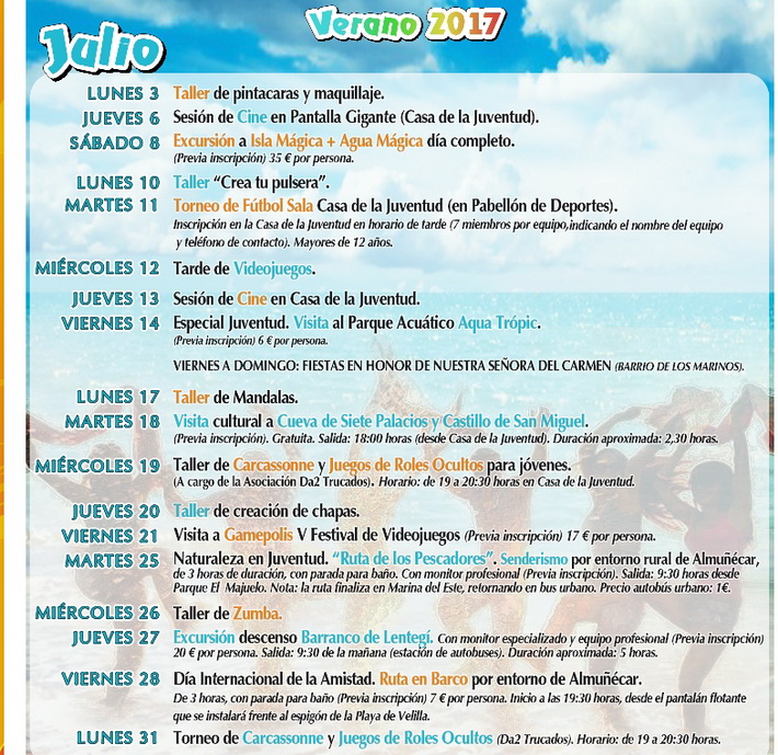 El próximo lunes echa andar en Almuñécar el programa de Ocio Alternativo para los jóvenes este verano
